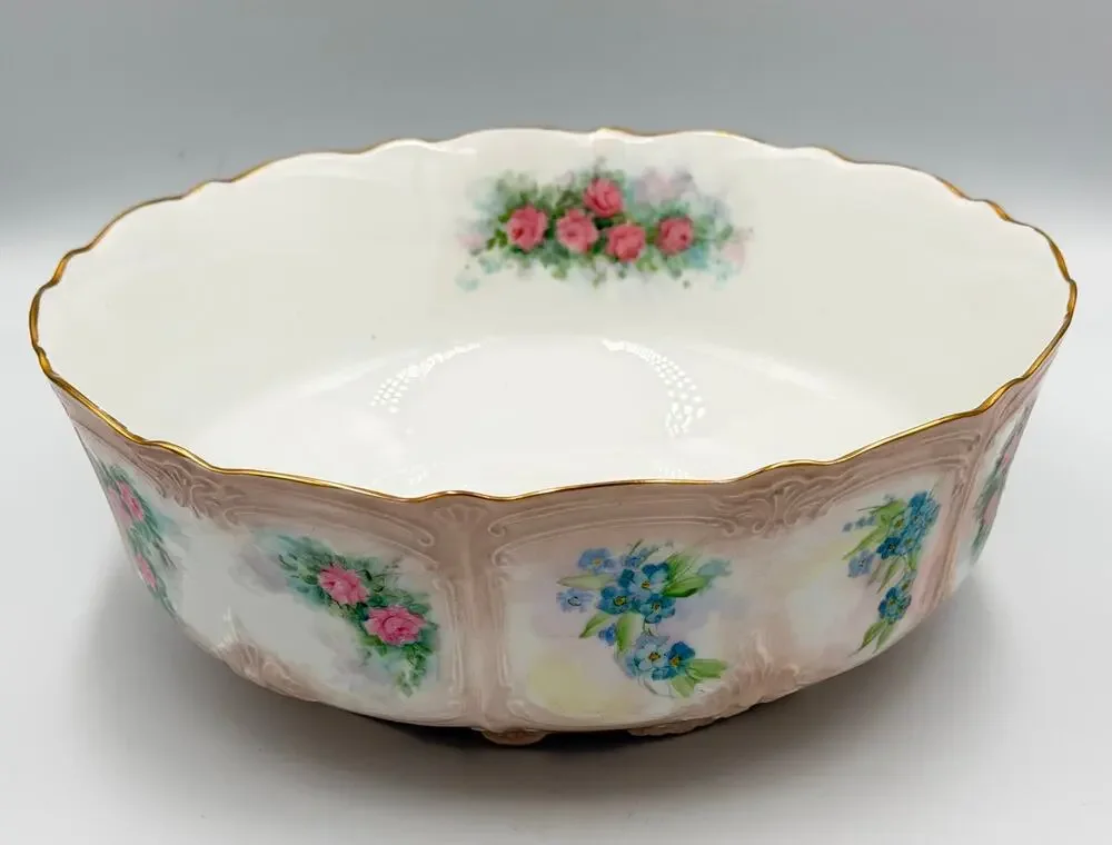 Tirschenreuth Baronesse Bavaria Serving Bowl Hand-painted Roses 24K Gold Trim